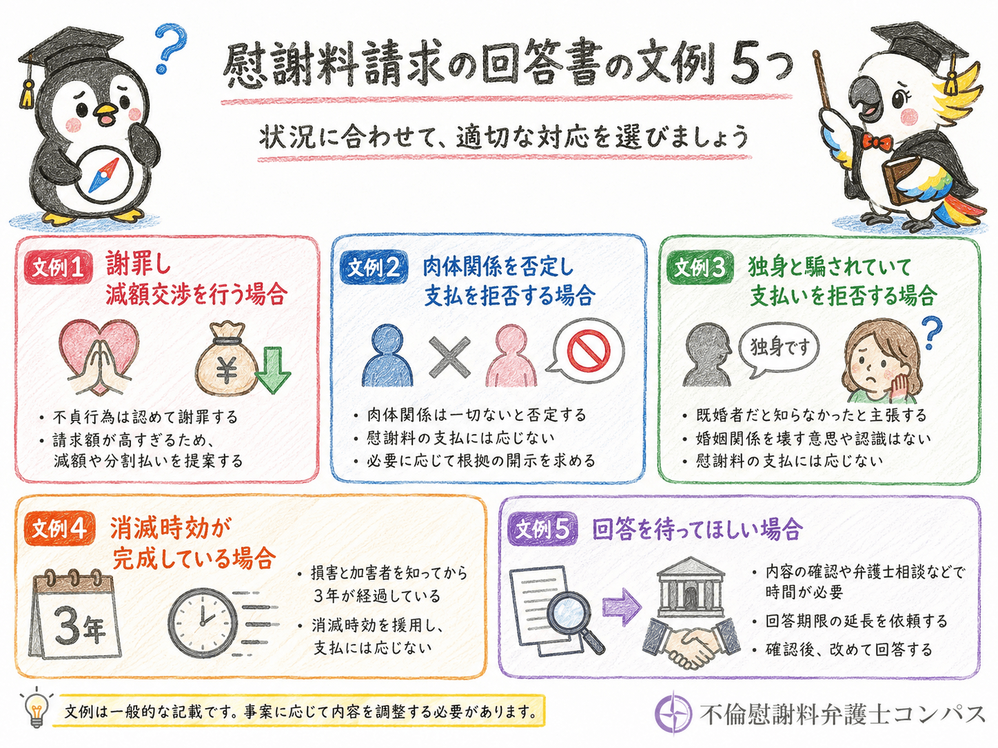 １章　慰謝料請求の回答書の文例５選